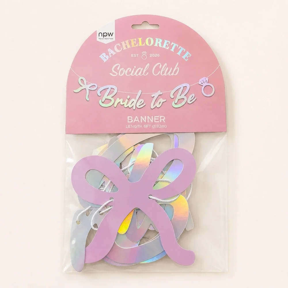 NPW Bachelorette Social Club Bride to Be Banner Iridescent 6ft New